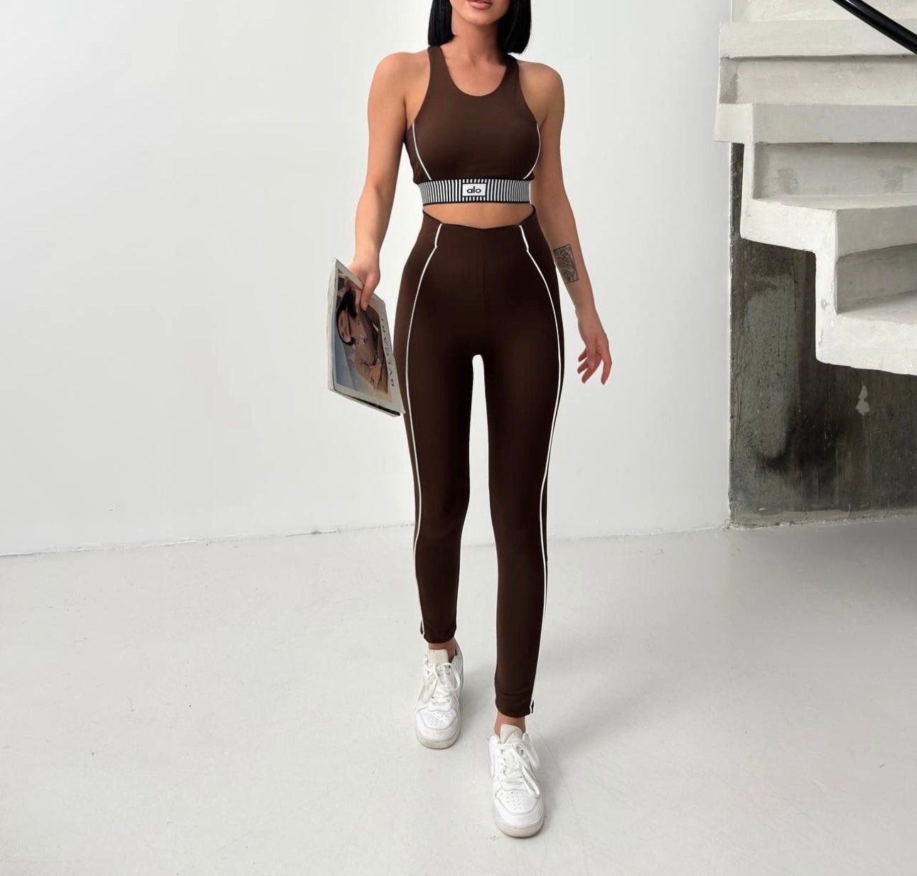 Ensemble Alo Chocolat Rayés 🤎