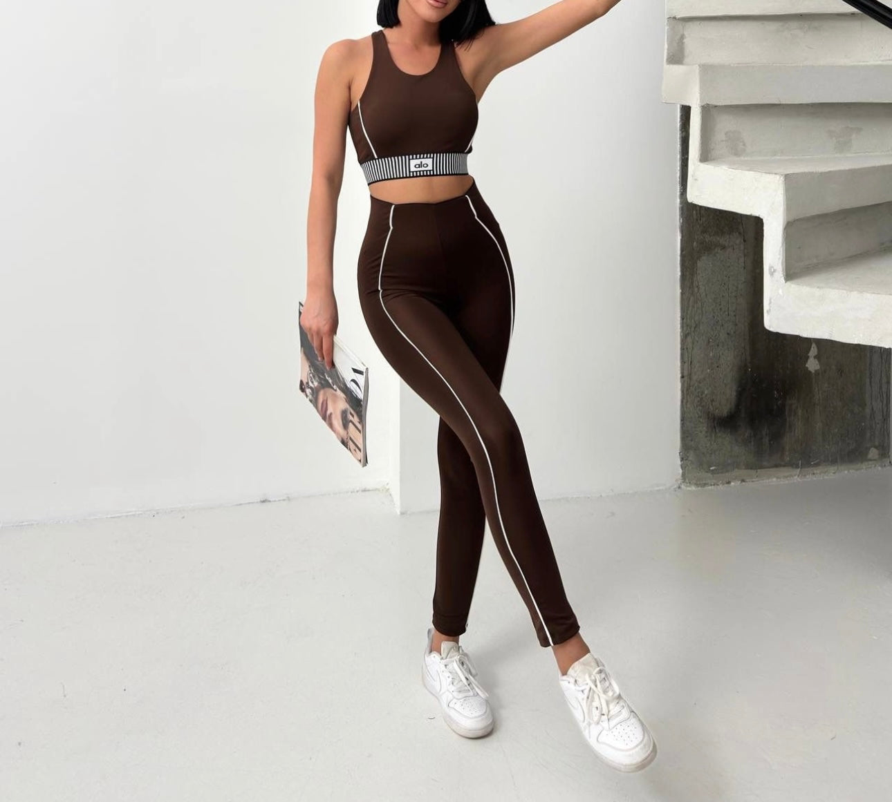 Ensemble Alo Chocolat Rayés 🤎