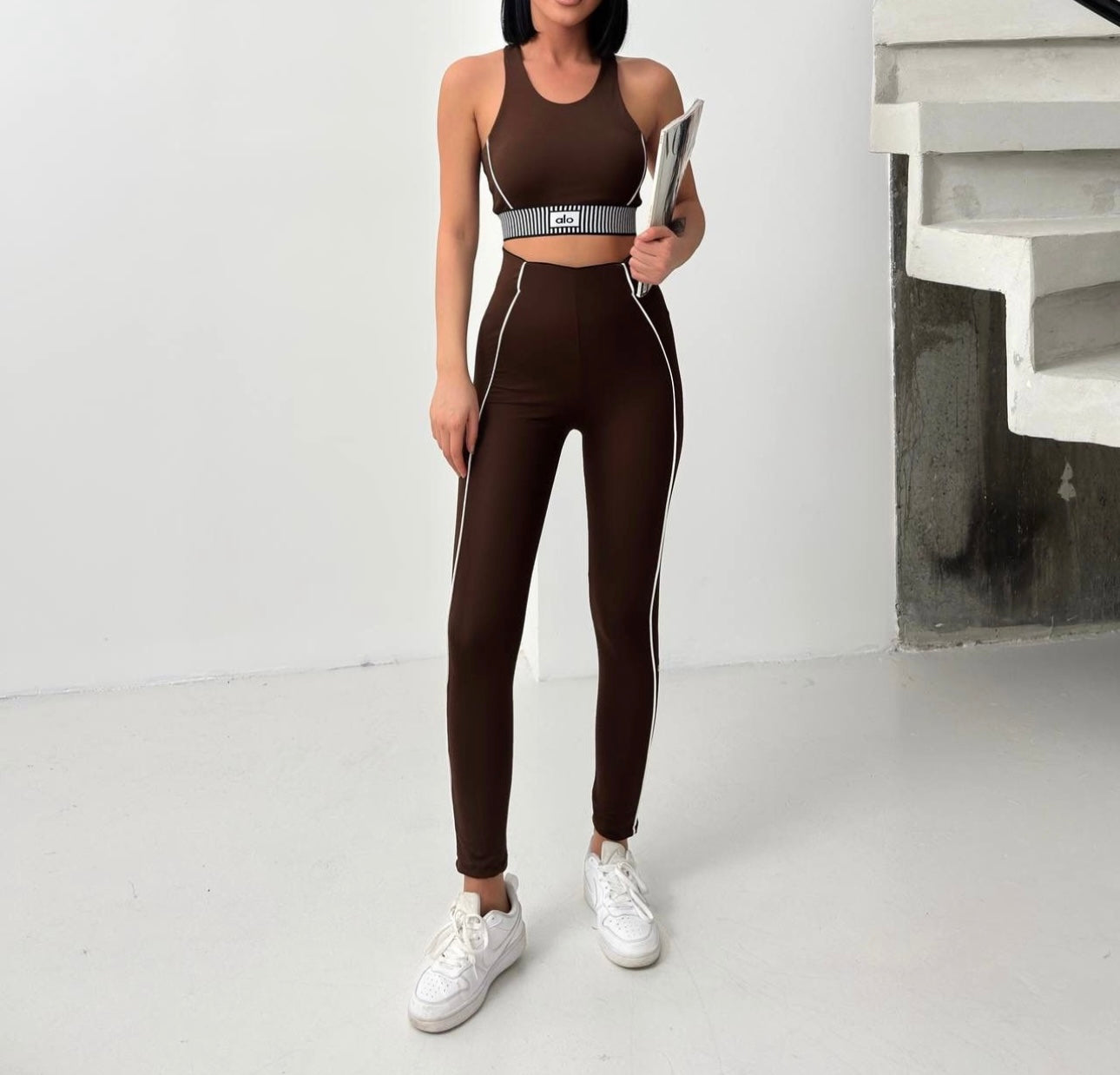 Ensemble Alo Chocolat Rayés 🤎